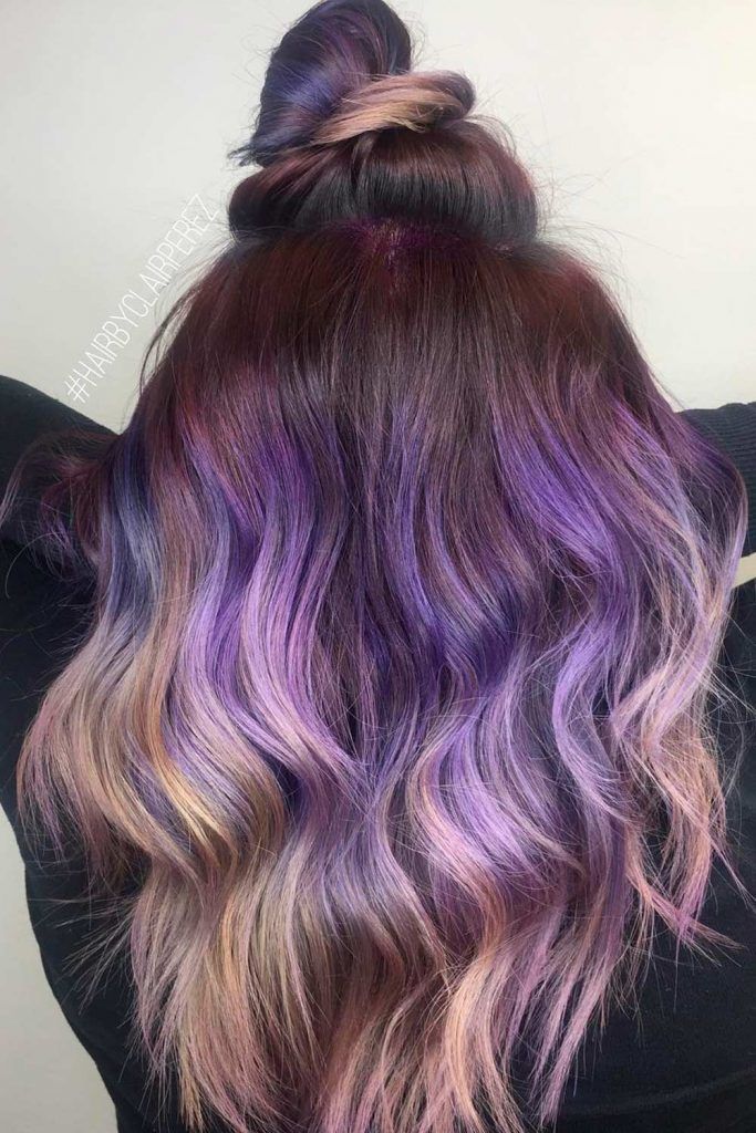 Black Purple Medium Hair