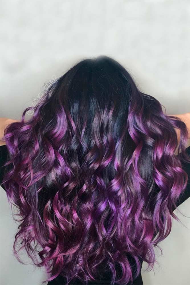black to dark purple hair black to dark purple hair