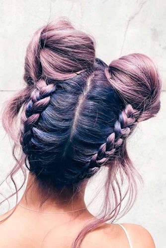 Colored Space Hair Buns picture2