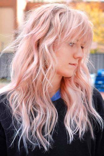 Cortes de pelo largos con flequillo contundente desordenado #longhaircuts