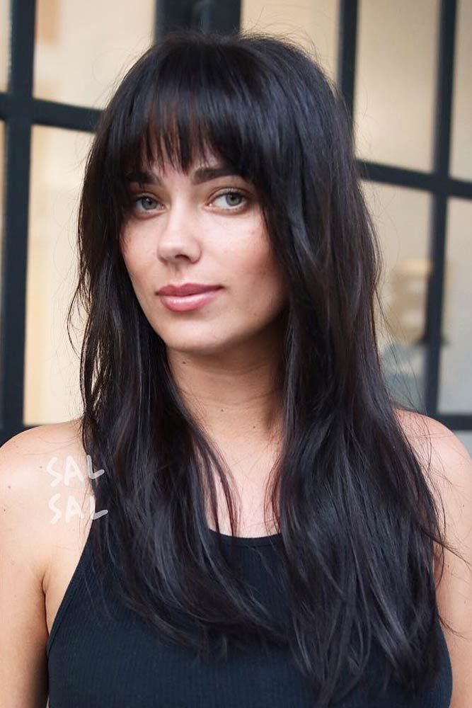 Long Haircuts With Blunt Bangs Brunette #longhaircuts