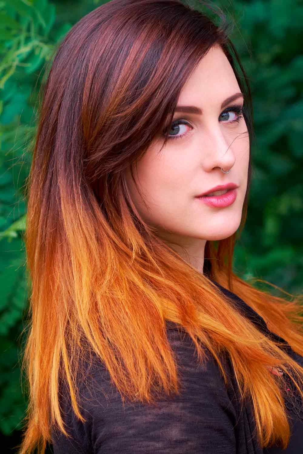 Orange Ombre Hair With Layers #lovehairstyles #fallhaircolors
