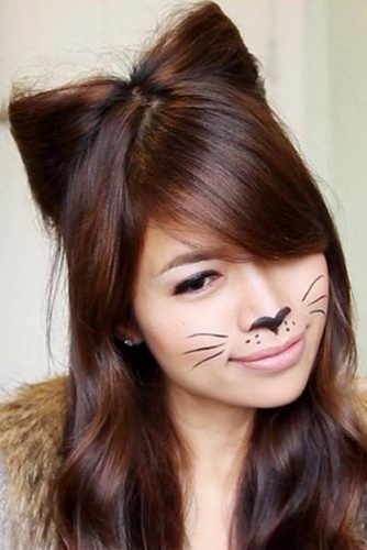 Charming Cat Hairstyle For Halloween #halloweenhairstyles #halloween #hairstyles #longhair