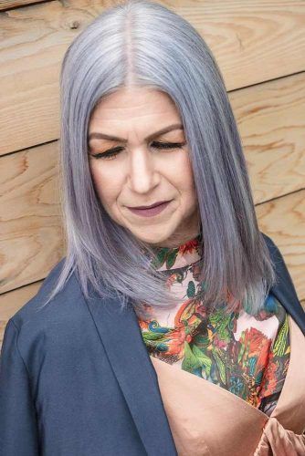 Lavender Sleek Lob #bob #mediumhair
