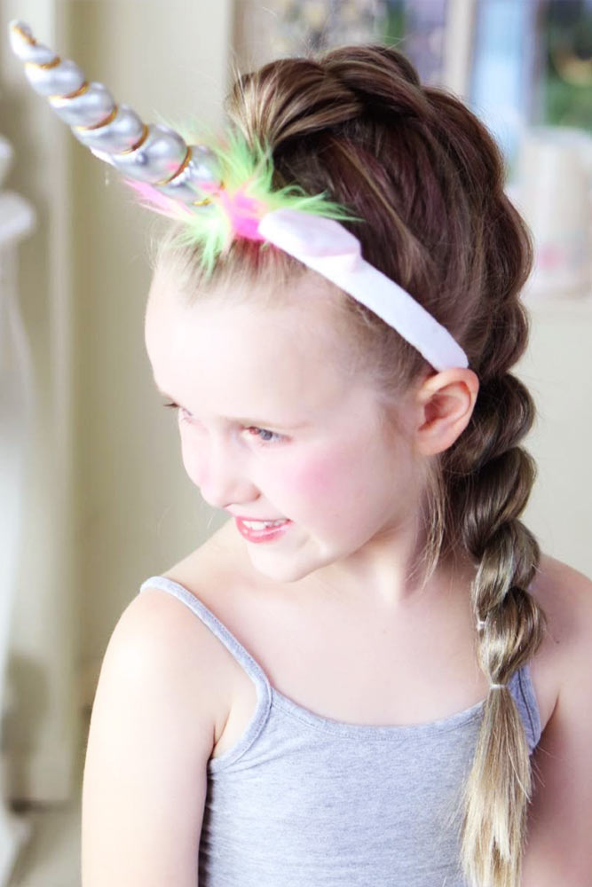 Unicorn Hairstyles Twisted Braid #haloweenhairstyles #braids