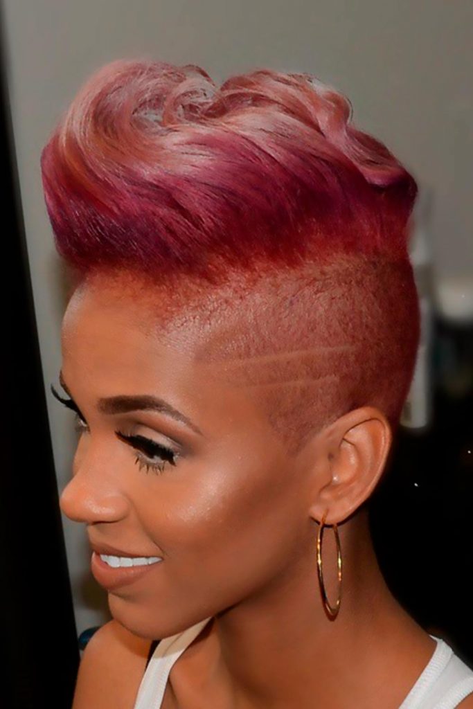 Pinky Blond Layered Pixie Fade Shaved Patterns