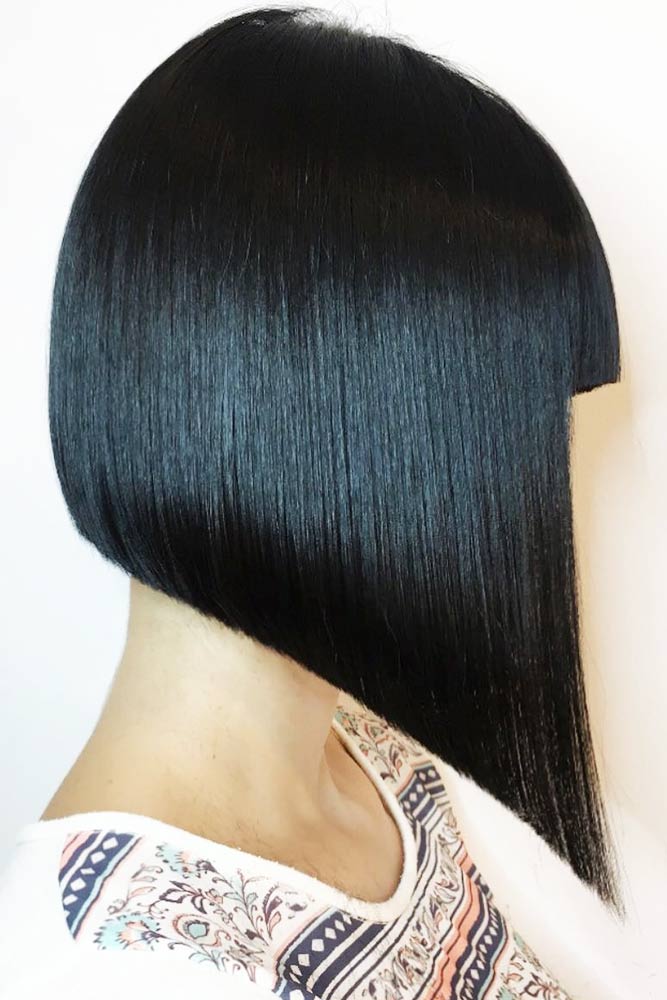 Sleek and Straight Medium Angled Bob with Bangs #mediumhair #bob #bangs