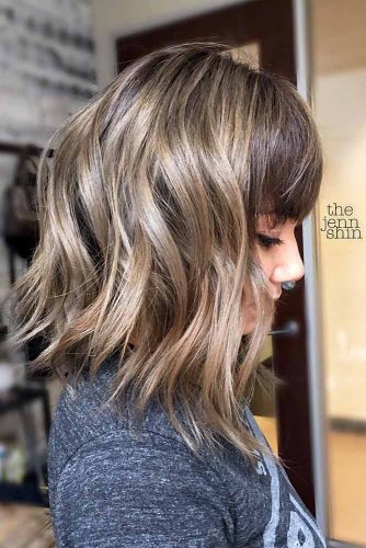 ombre long bob with fringe