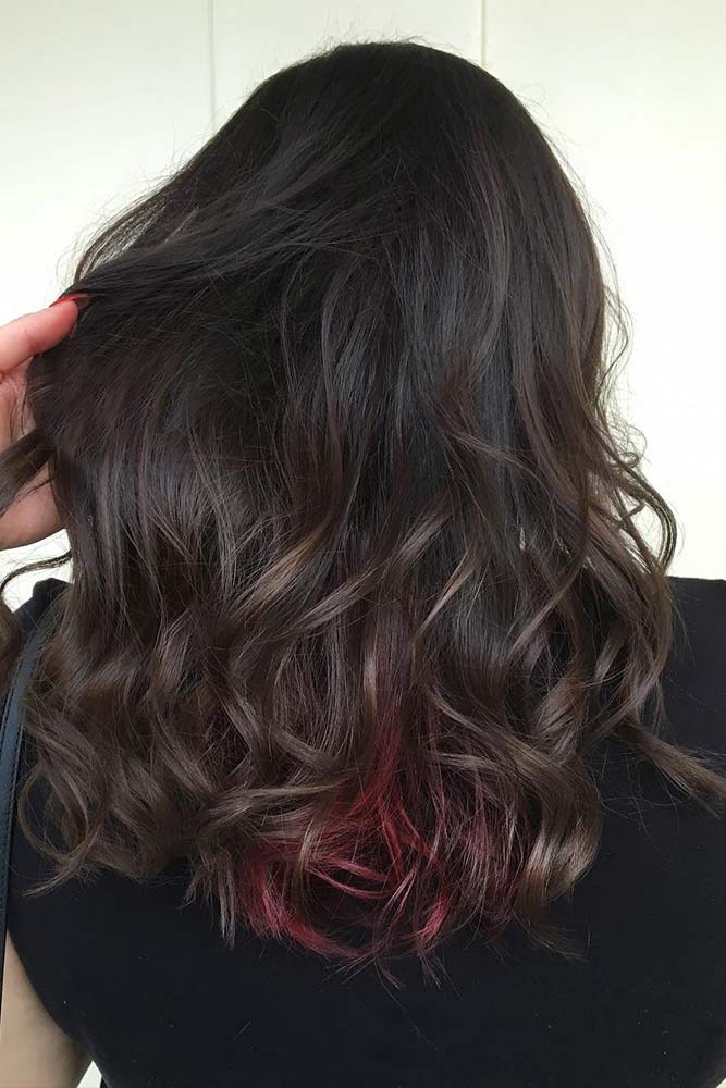Dark Brown Hair Color with Red Locks