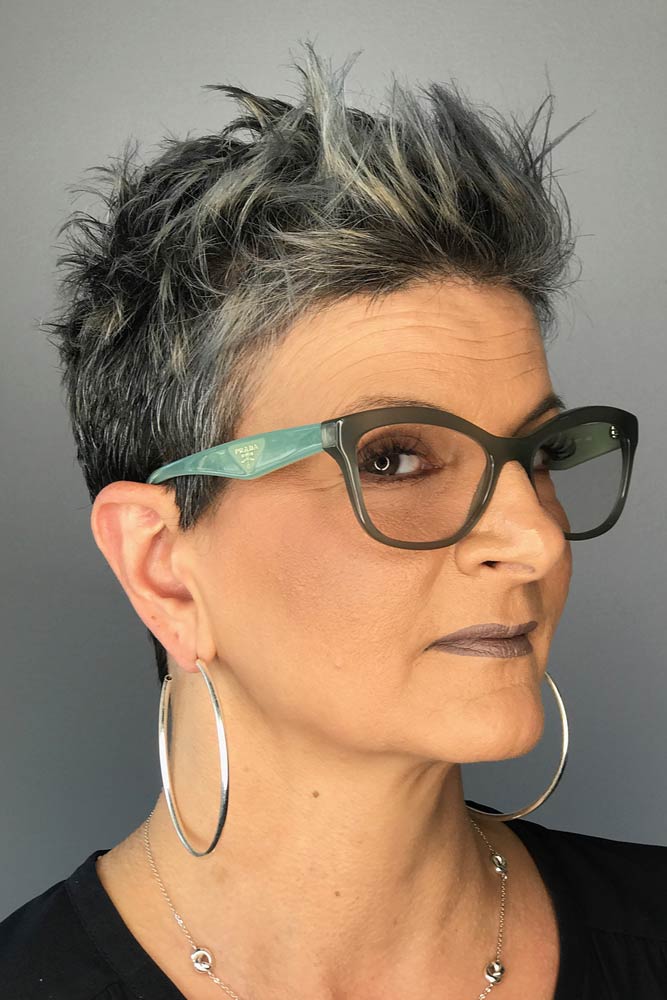 Grey Punky Spiky Pixie #haircuts #hairstylesforwomenover60