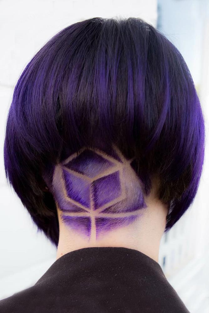 Purple Colored Geometric Undercut #shorthair #undercut #purplrhair