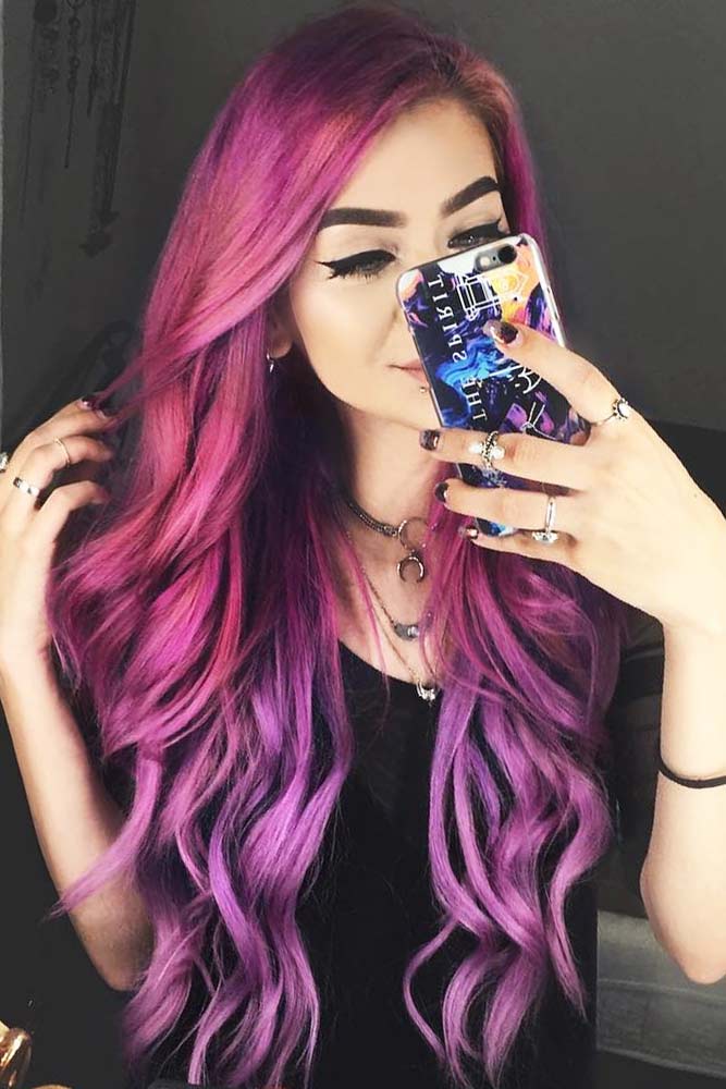 Mermaid In Shades Of Purple #longhair #wavyhair #purplehair #ombre