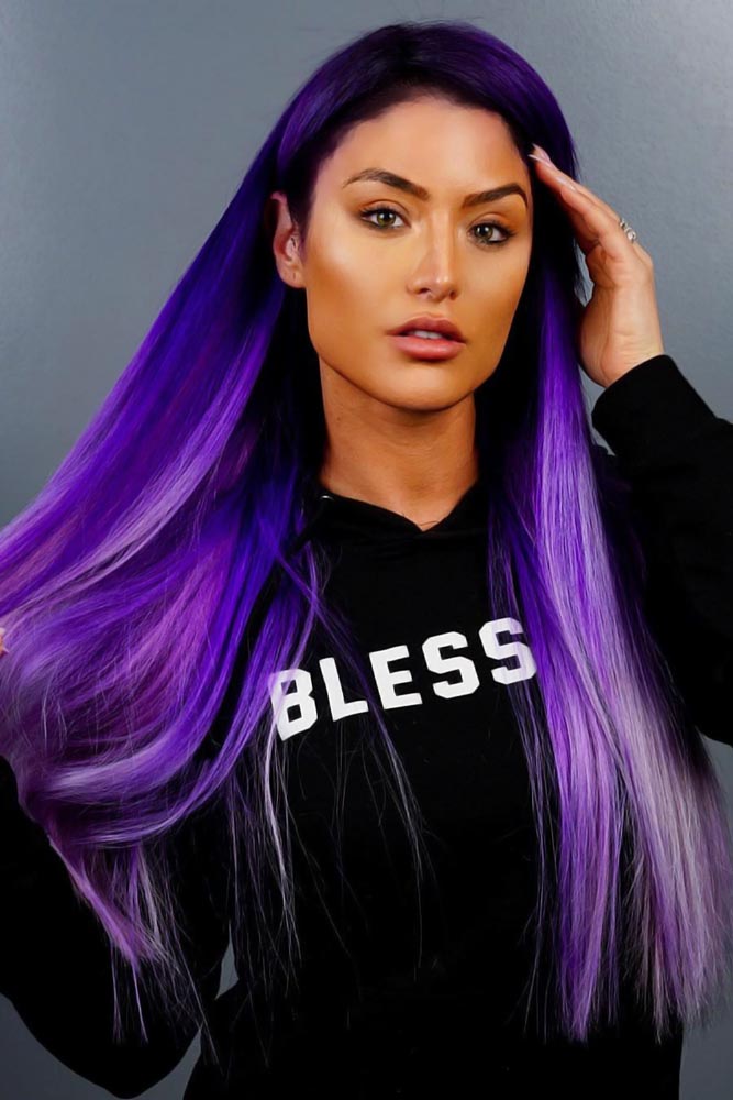 Metallic Purple Straight #purplehair #darkpurplehair