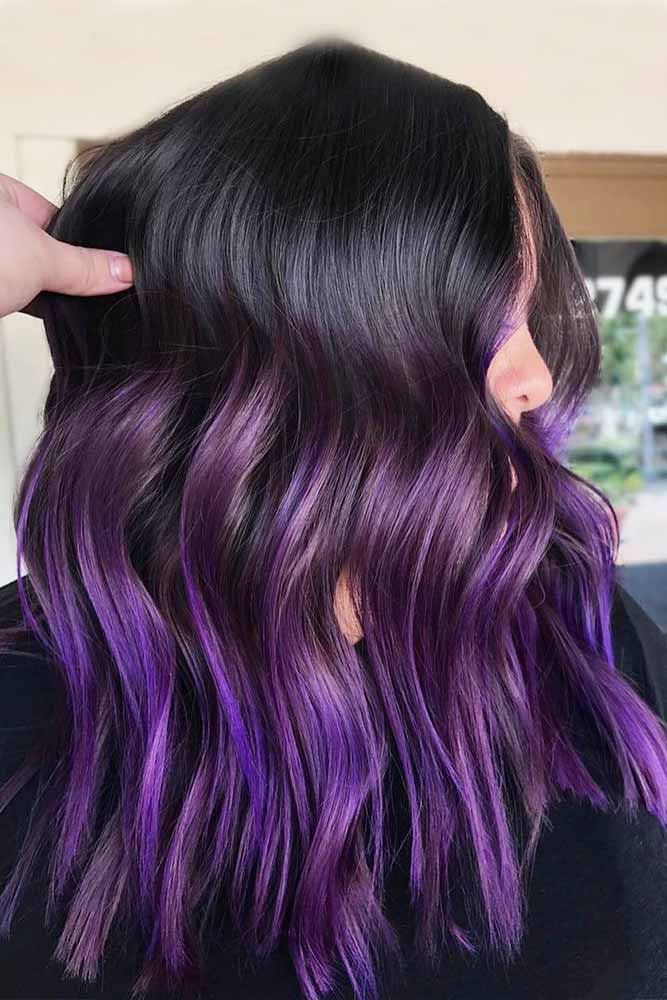 black to dark purple ombre