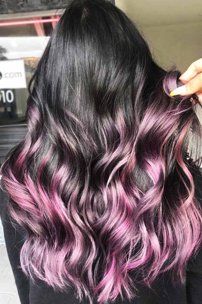 black to dark purple ombre