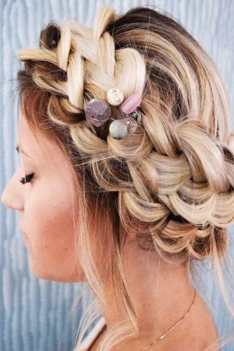 Halo Braids With Accessories Fishtail #braids #updo #messyhair