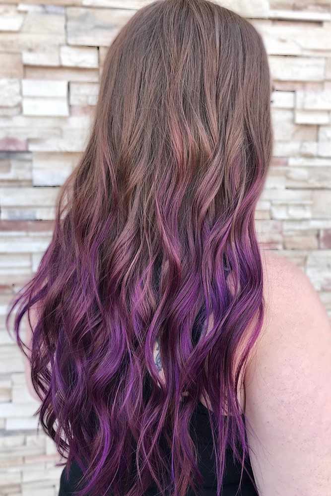 brown to purple hair ombre