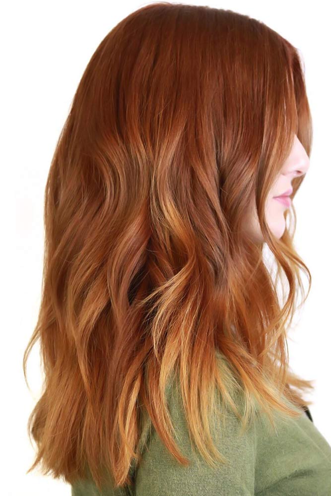 natural red hair with blonde highlights