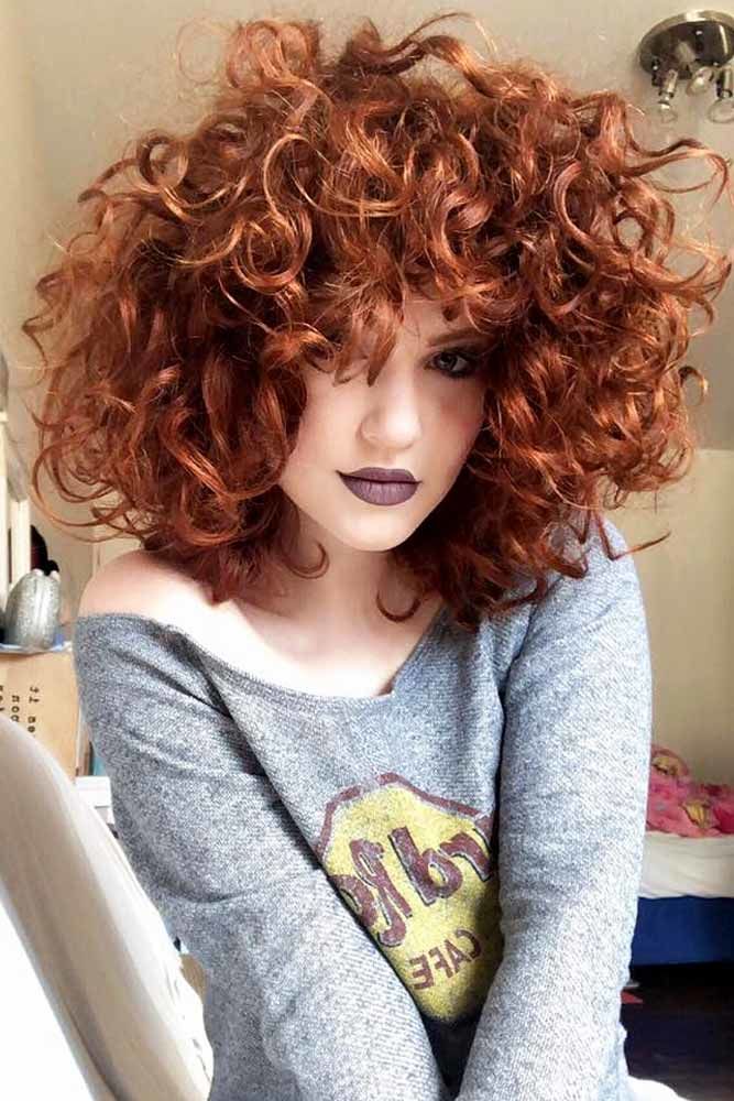 Shoulder Length Curly Hair Red #curlyhair #curlyhairstyles