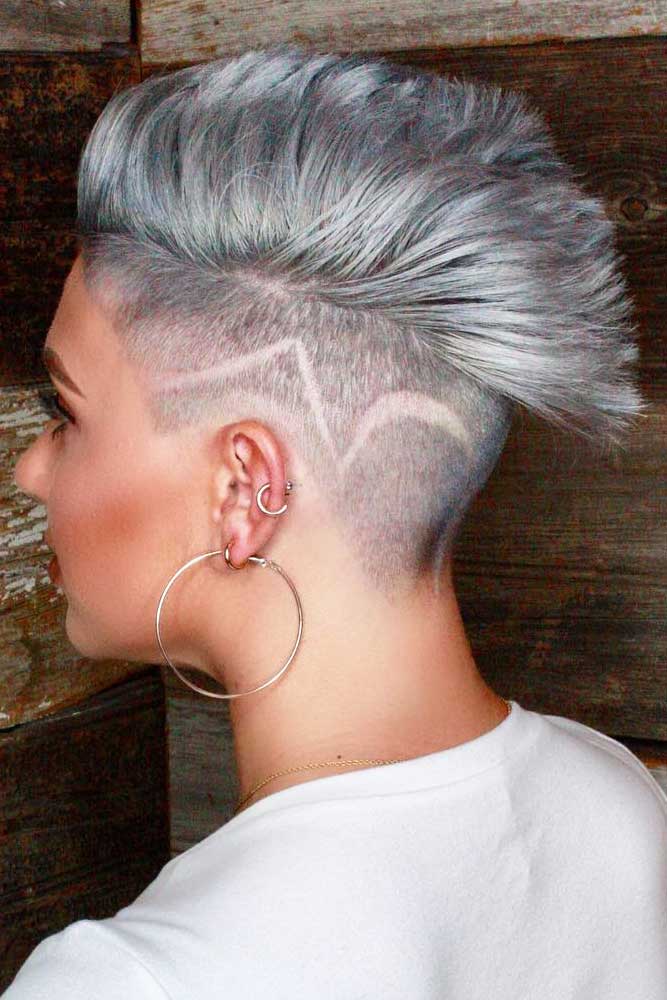 Hair Tattoo And Silver Mohawk #mohawkhaircut #haircuts