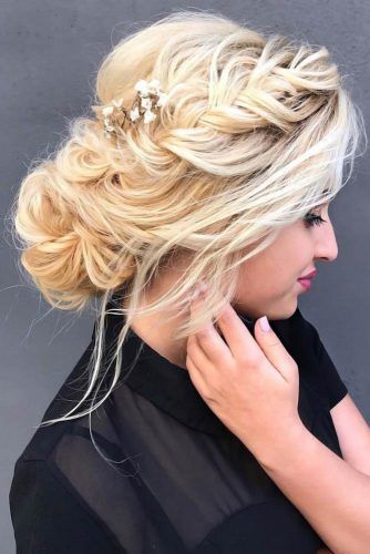 Chignon Bun With Flowers Crown Braid #bun #chignonbun #updo