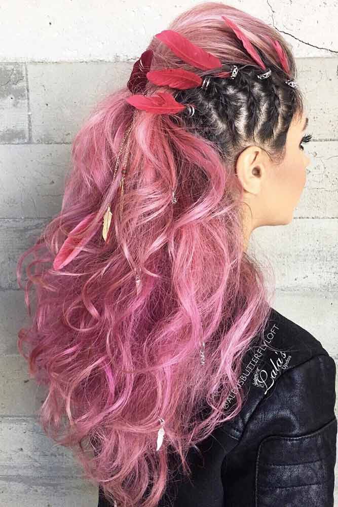 Faux Hawk Hairstyle For Every Length Black Pink Braided Balayage