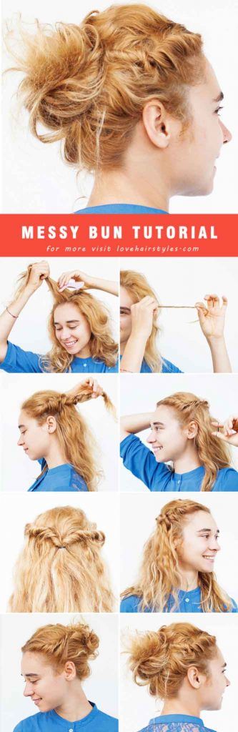 How To Do A Messy Bun With Twisted Sections #bun #updo #tutorial