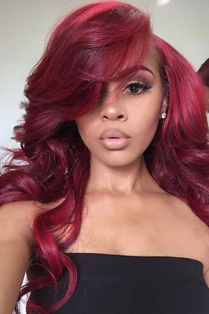 Side Part Sexy Waves For Ladies Red #wavyhair #wavyhairstyles #wavyhaircuts