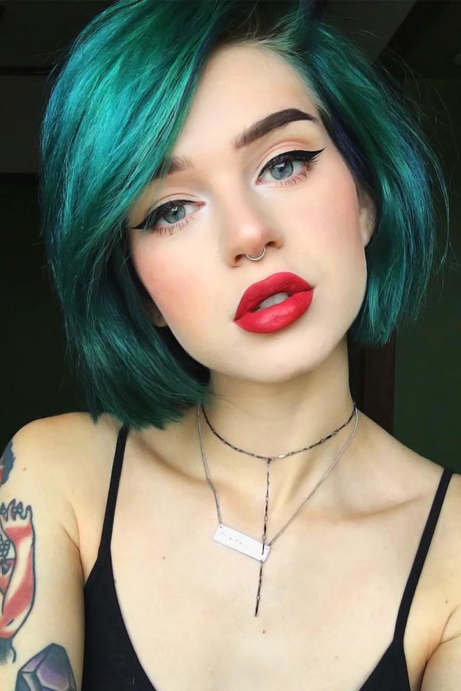 Emo Bob Styles Green #emohair #emohairstyles