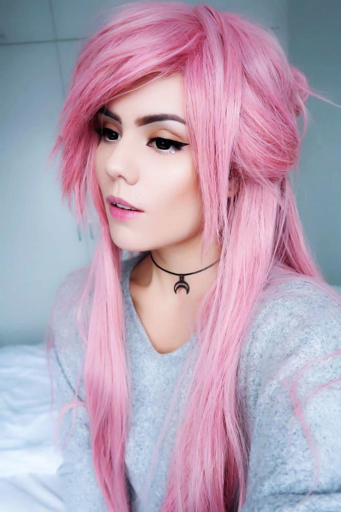 Long Emo Hair Styles With Bangs Pink #emohair #emohairstyles
