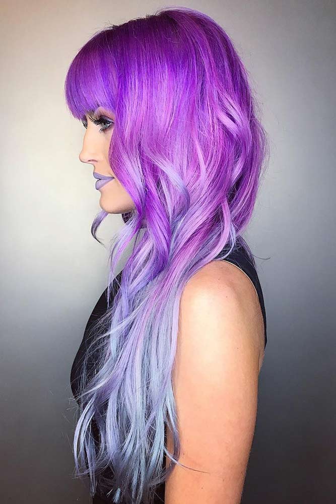 Long Length Violet Shades Of Emo Hair #emohair #hairstyles #violethair #longhair