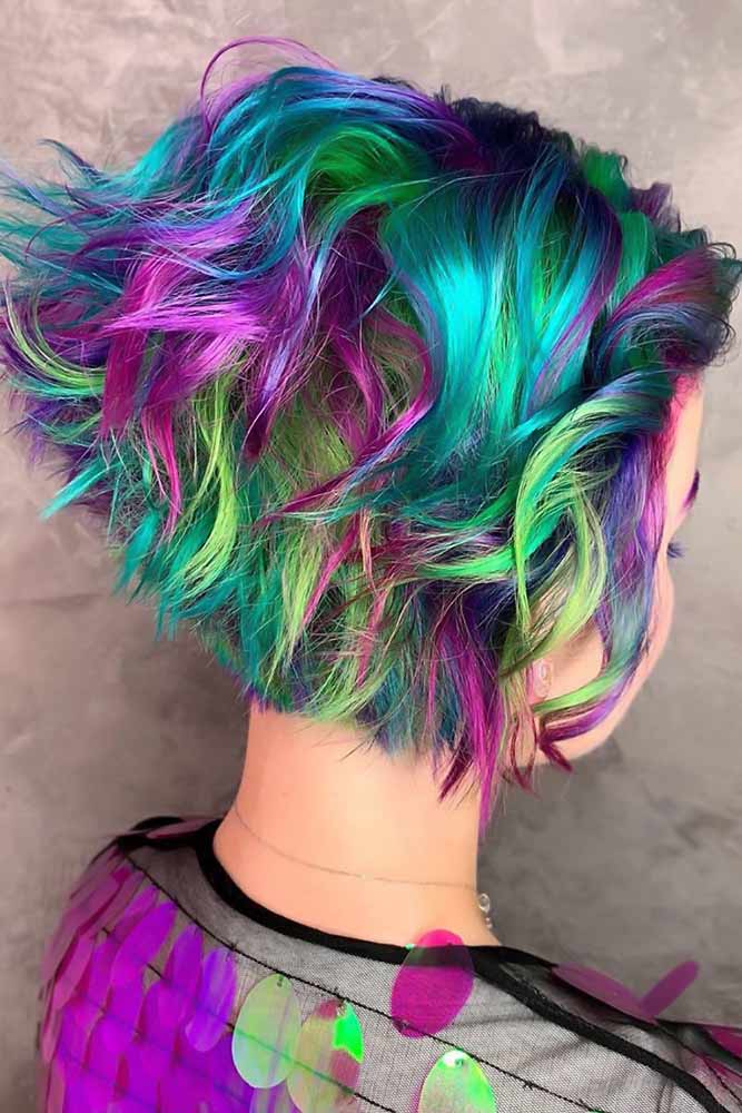 Greenish Galaxy Bob #galaxyhair