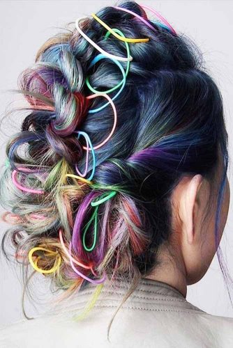 Bright Colorful Hairstyles Updo #fauxhawk #updo