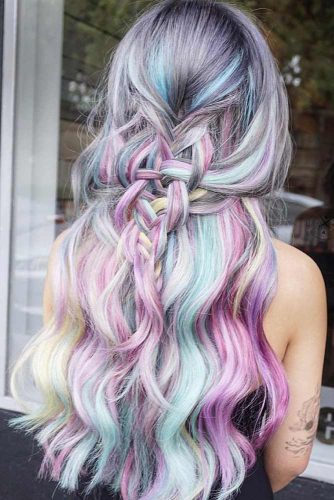 Pastel Mermaid Colors Half-Up #wavyhair #half-up