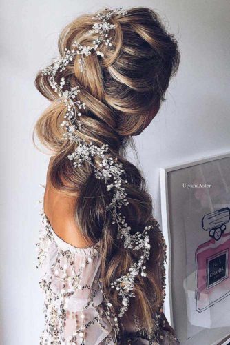 messy side braid wedding