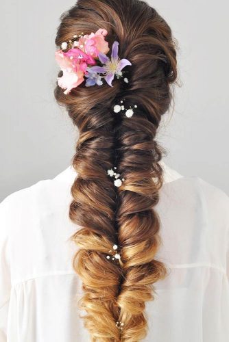 Braided Wedding Hair With Flowers And Crystal Headpieces For Romantic Brides #braids #flowers #weddingbraids