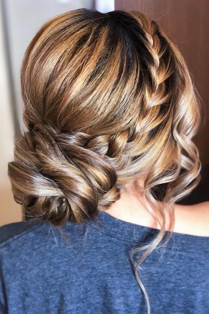 Crown Braids Into Low Buns Brunette #braids #frenchbraids