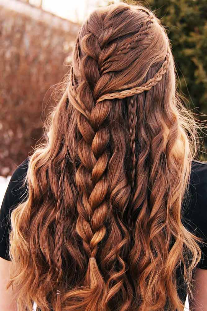 Faux Hawk Style Half-Up Brown #braids #frenchbraids