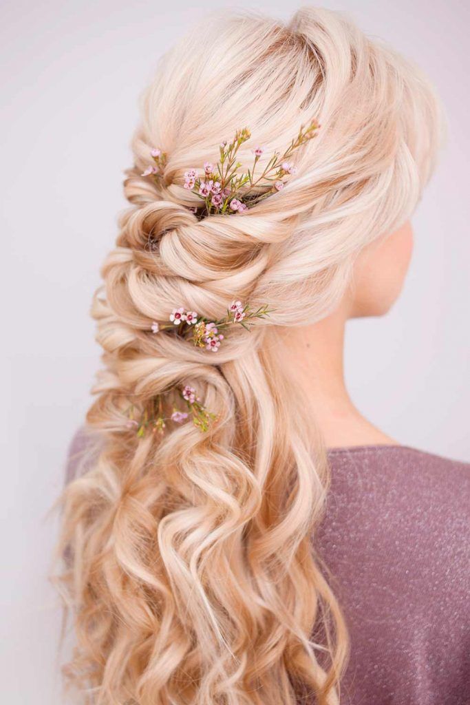 bridal hairstyles half up flowers