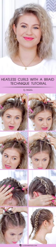 How To Heatless Curls With A Braid Technique #howtocurlshorthair #shorthairstyles #hairstyles #curlyhair #tutorial