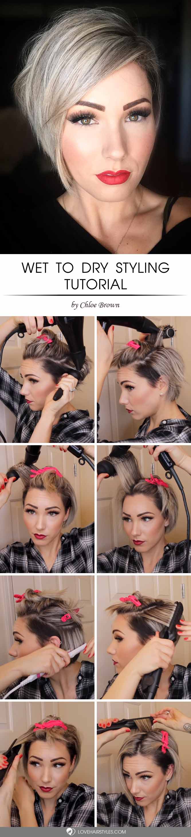 Wet To Dry Styling #shorthair #tutorial #hairstyles