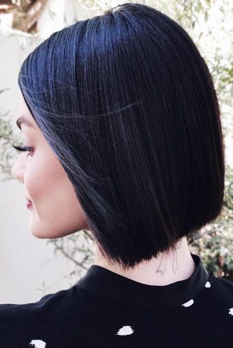 Inky Black Short Bob #brunette #blackhair