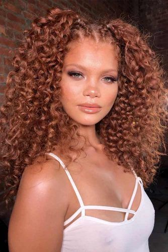 Auburn Braided Long Curly Hair #longcurlyhair #curlyhairstyles #hairtype #hairstyles #longhair