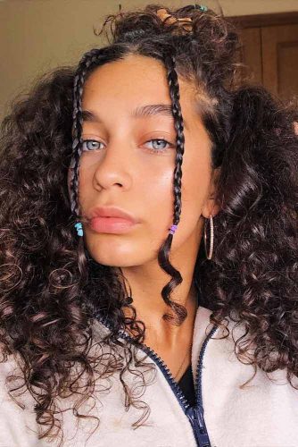 Braided Long Curly Hair #longcurlyhair #curlyhairstyles #hairtype #hairstyles #longhair