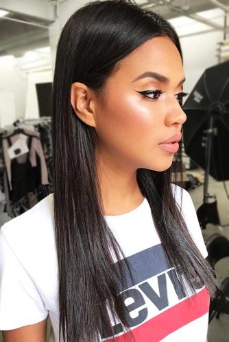 Sleek Black Hair Ideas Long #longhair #sleekhair #brunette #blackhair