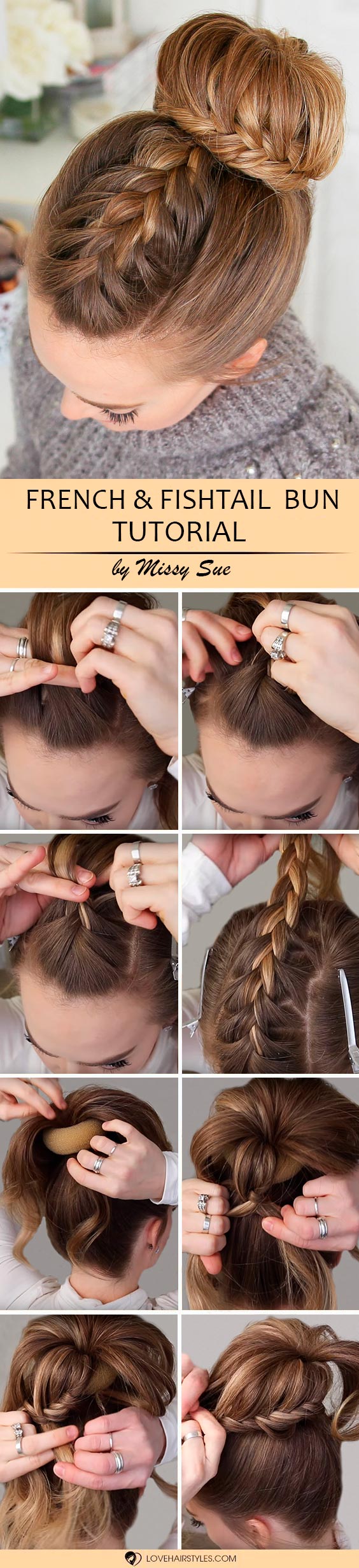 French And Lace Fishtail High Bun