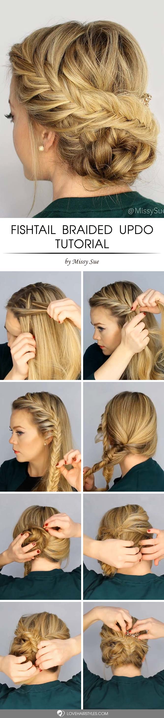 Fishtail Braided Updo #howtofishtailbraid #fishtailbraid #braids #hairstyles #tutorials