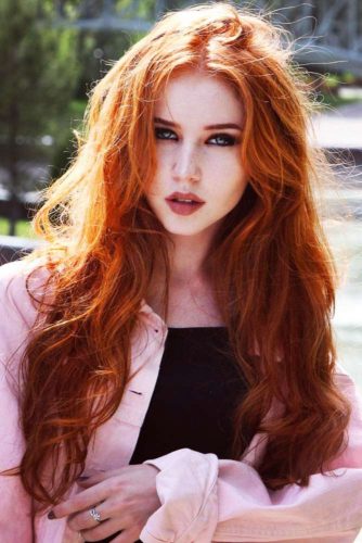 Reddish Crimson Hair Color #redhair #wavyhair 