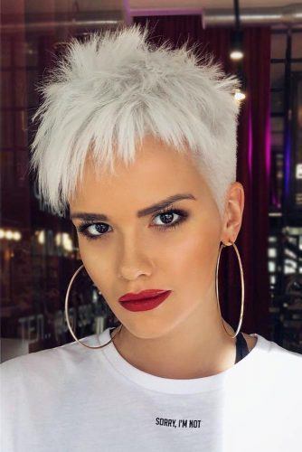 Blonde Pixie And Baby Bangs #babybangs #hairstyles #haircuts #pixiehairstyles