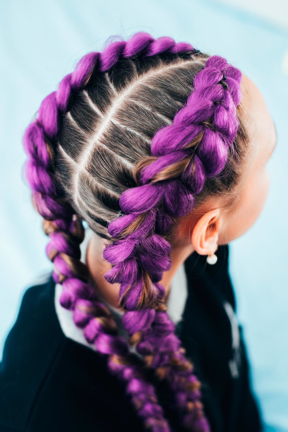 Box Two Braids With Purple Kanekalon